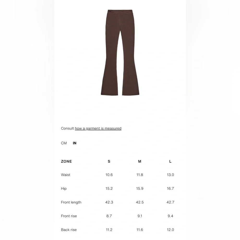 Zara NWT brown flare stretchy interlock pants